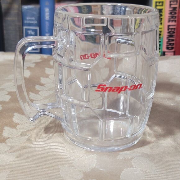 Snap-On Tools Hex Pattern Acrylic Beer Mug Cup Red vtg Logo 24oz. USA NICE - Picture 12 of 14